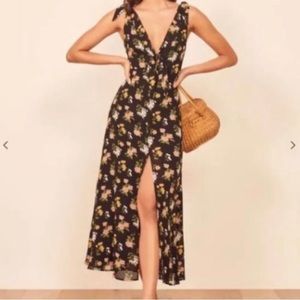 reformation Harper black floral dress size 0